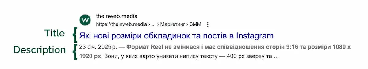 Приклад meta description у пошуковій видачі